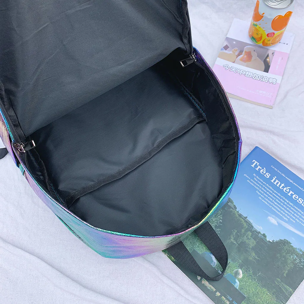 Дорожные сумки серебристые, лазерные рюкзаки для женщин и девочек, сумка на плечо из искусственной кожи, голографический рюкзак, школьные сумки для девочек-подростков#4