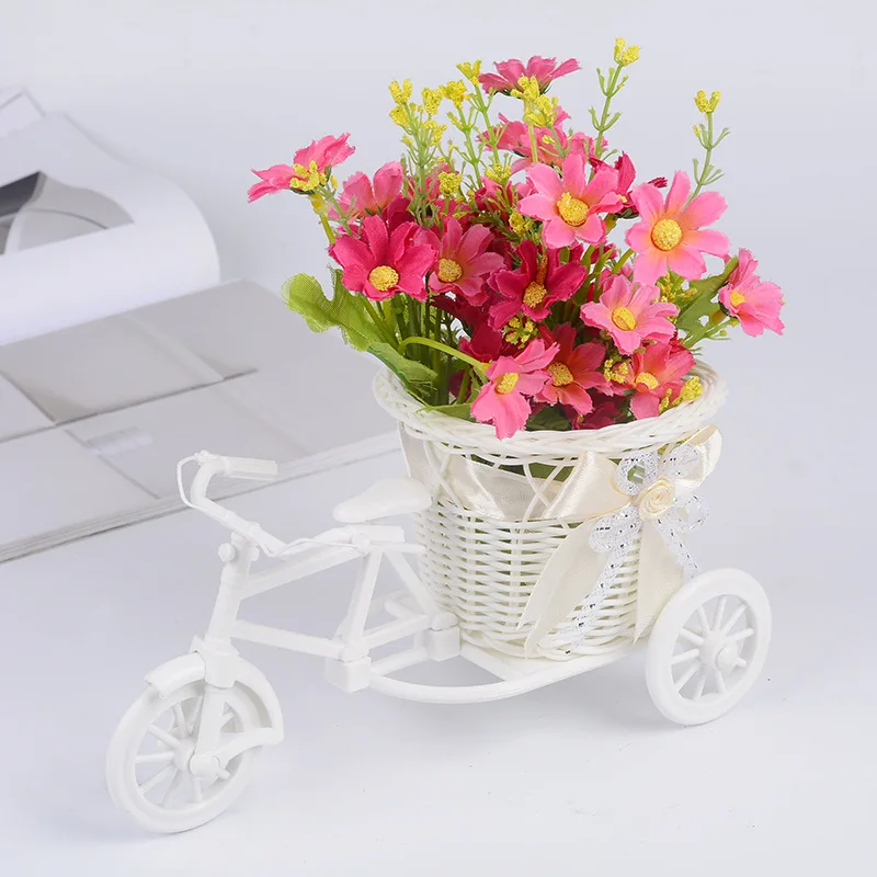 Новинка, декоративная корзина для цветов, новинка, пластиковый белый трехколесный велосипед, дизайнерская Цветочная корзина для хранения, вечерние декоративные горшки