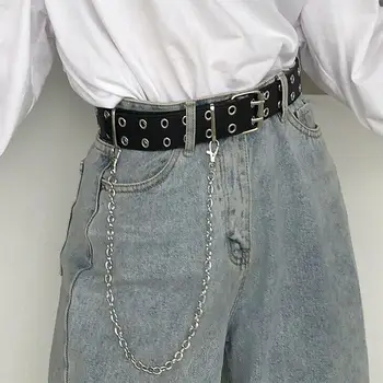 

Women Punk Chain Fashion Belt Adjustable Double/Single Row Hole Eyelet Waistband with Eyelet Chain Decorative Belts 2020 ремень