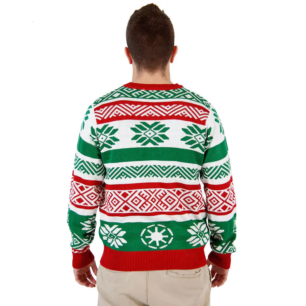 Мужской женский Рождественский свитер с принтом Санта Клауса вязаный пуловер размера плюс Зима Весна джемпер свитера парные x-рождество