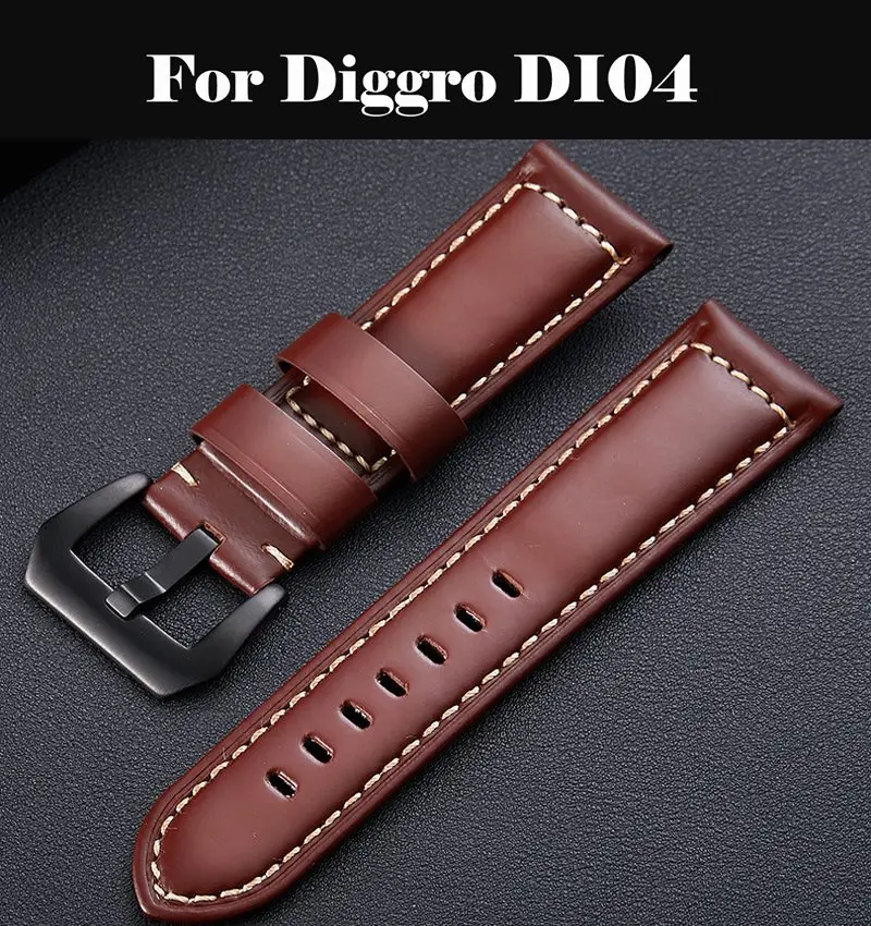 

Watch Band Strap Butterfly Pattern Genuine Leather Deployant Buckle Bracelet Brown Black Watchbands 15-23mm For Diggro DI04
