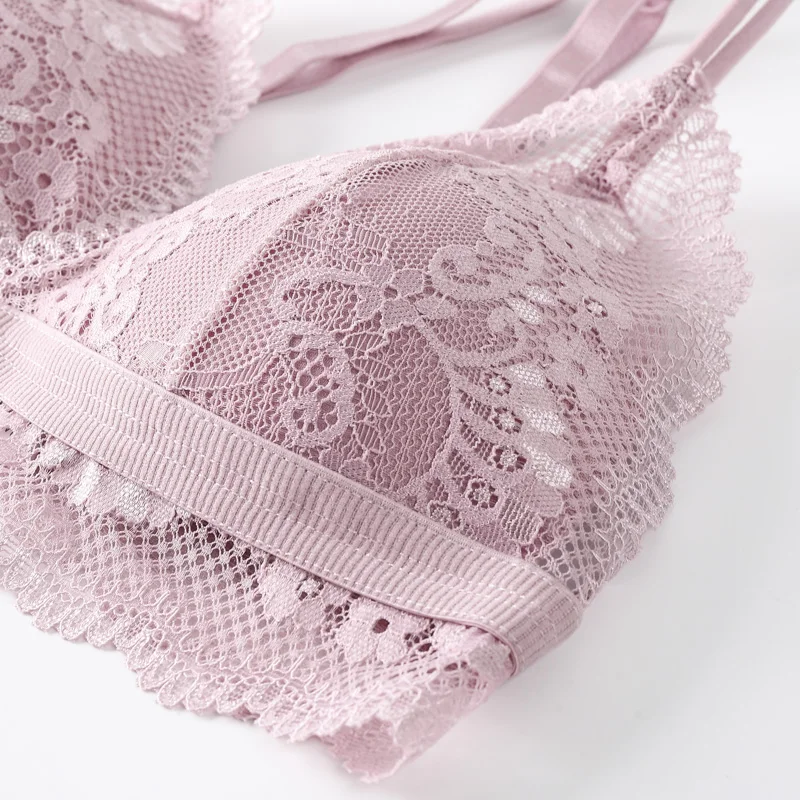 Women Lace Bra Set Lace Bralette Sexy Lingerie Seamless Underwear Push Up Bra Ultrathin Brassiere Sexy Thong Backless Intimates plus size bra and panty sets