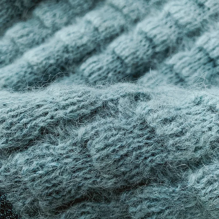 Block Weave Retro Mohair Pullover Women Autumn