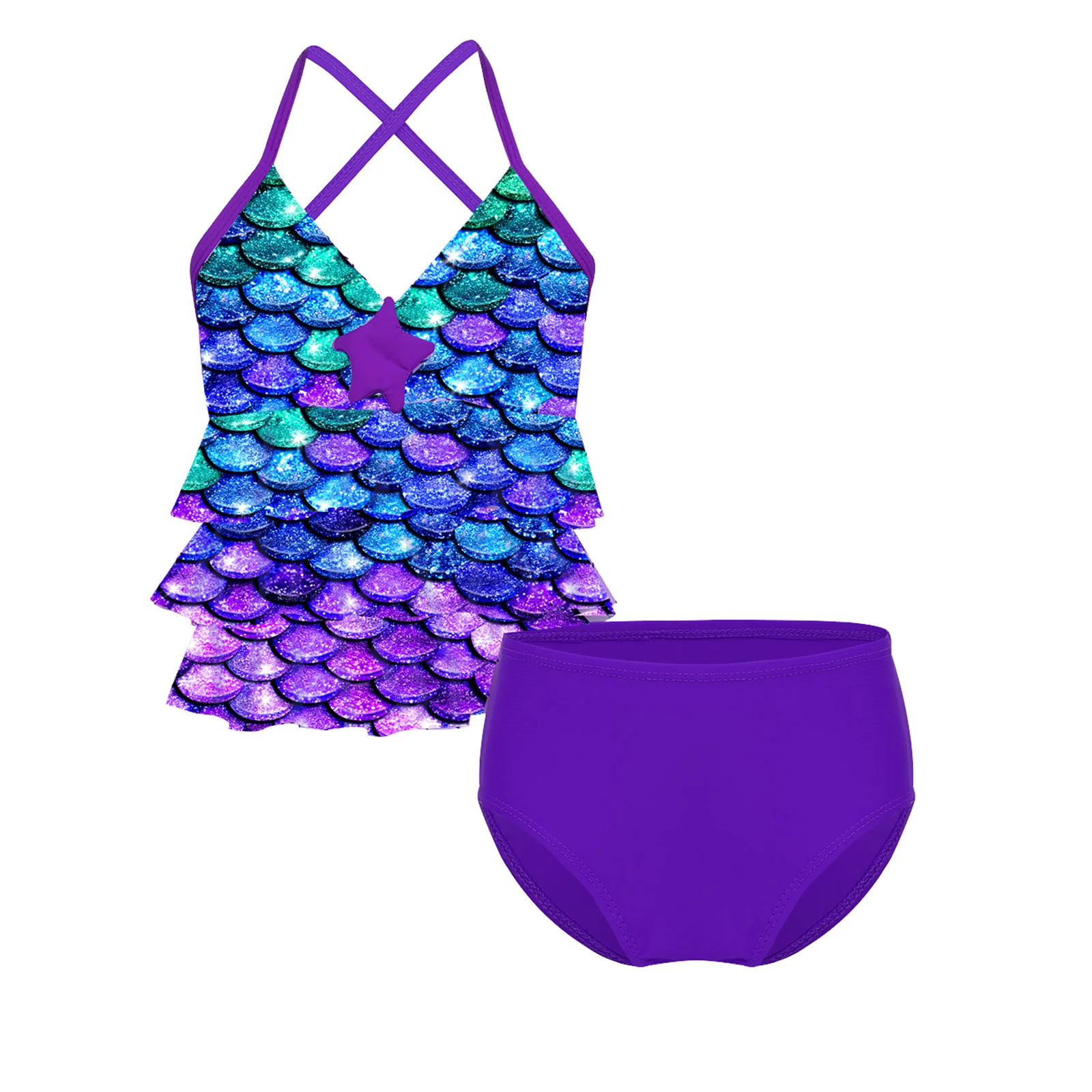 Kids Girls Mermaid Swimsuit Bathing Suit Bikini 2pc Set Swimwear Children's Swimsuit Baby Clothes Summer Beachwear Holiday Sets girls swimsuit