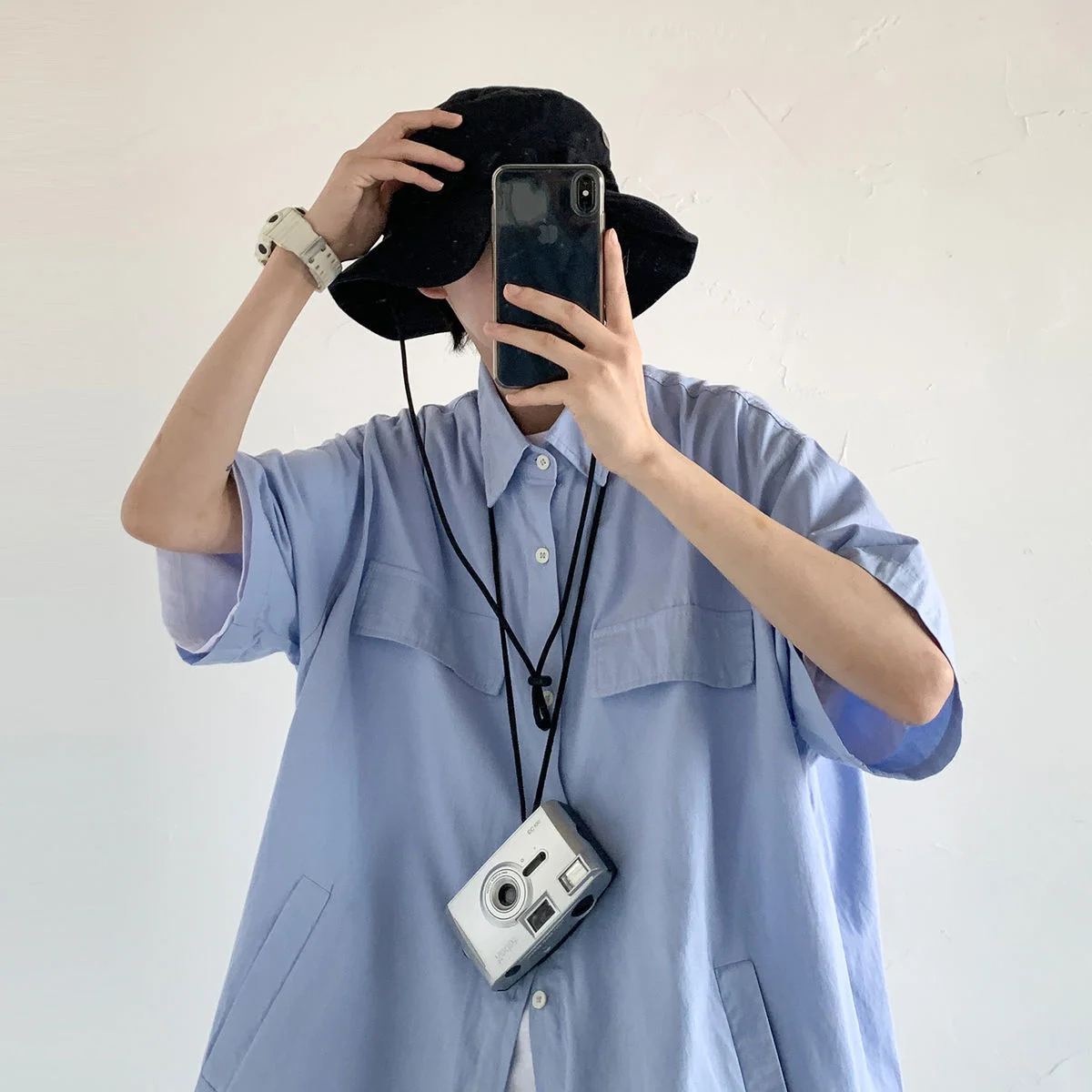 

2021 Summer Men's Fashion Trend Short Sleeve Cargo Shirts Simple Camisa Masculina Streetwear Clothes Solid Color Shirts M-2XL