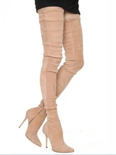  2022 Brand Stretch Suede Leather Thigh High Heels boots Women Winter Boots Stiletto Heels Sexy Over the Knee Boots Female Shoes 