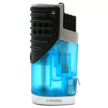 

COHIBA High-end Classic 3 Flame Cigarette Cigar Fire Lighter With Cigar Punch Gift Box Tobacco Smoking Tool Portable Windproof