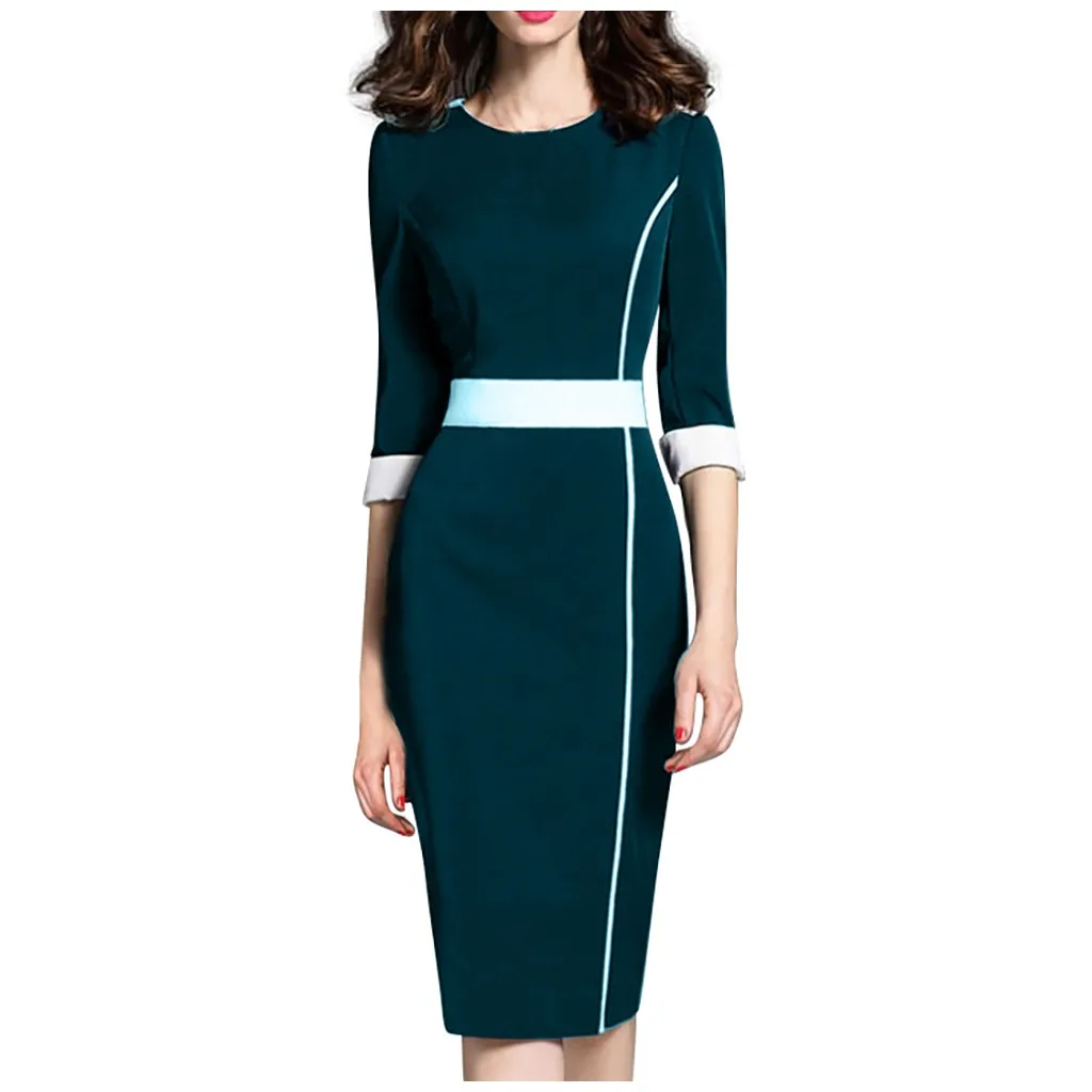Женское платье, распродажа, Платья для вечеринок, vestido sukienki, модное женское Повседневное платье размера плюс, пэчворк, рукав до локтя, v-образный вырез, средней длины