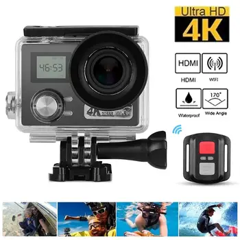 

4K Action Camera + 0.96 inches Dual LCD Screen 30m Waterproof 30FPS 170° Ultra-wide Angle Lens WiFi Sharing with Remote Shutter