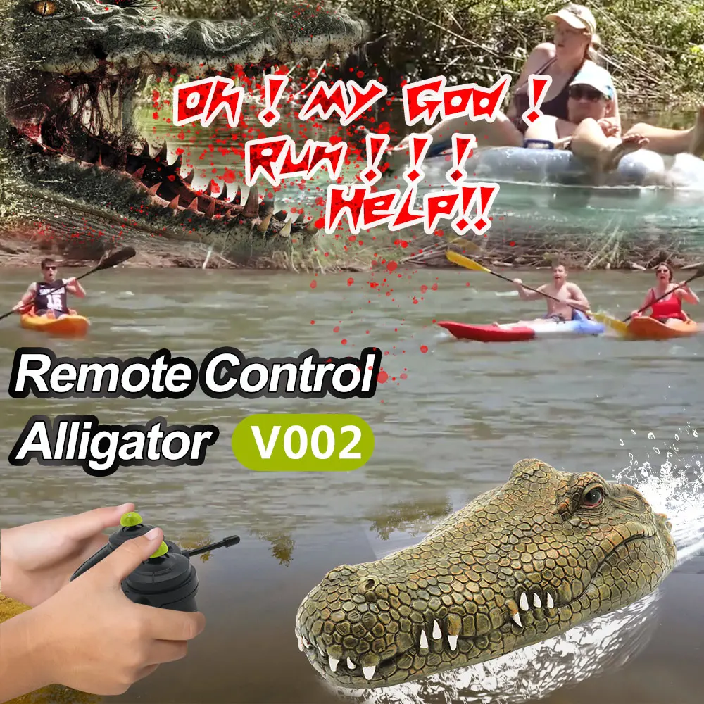Радиоуправляемая лодка Flytec V002 с имитацией головы крокодила игрушка на Хэллоуин