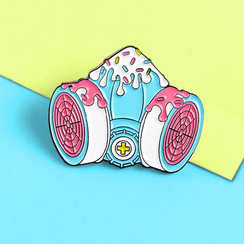 Sweet Melty Gas mask Brooch Ice cream Cake Mask Enamel Pin Anime Cosplay For Women Girl Lapel backpack Badges Jewelry | Украшения и