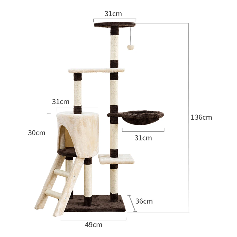 53in домик на дереве для питомца кошки с подвесным шаром Мебель для кошек башня кошка дерево скребок дерево для домашнего питомца игра