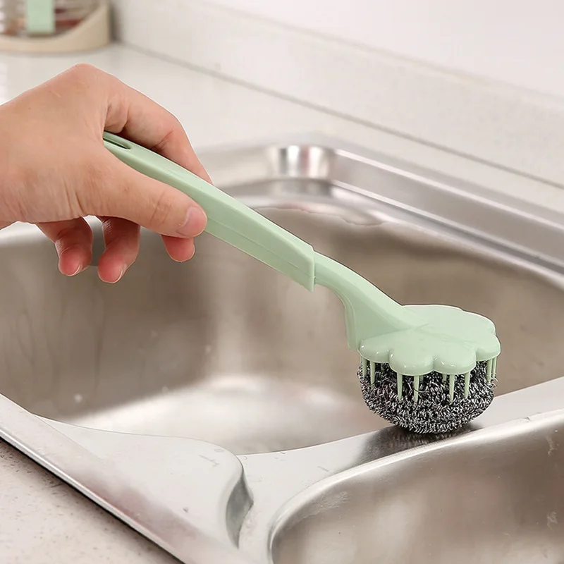 Бытовая кухонная ручка проволочная шариковая щетка для мытья посуды щетка чистящий инструмент кухонные чистящие аксессуары высокого качества