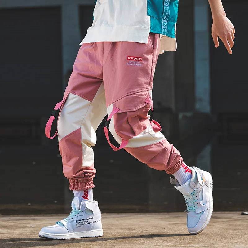 Новая летняя камуфляжная универсальная Повседневная рабочая одежда в стиле хип-хоп контрастных цветов с принтом ленты