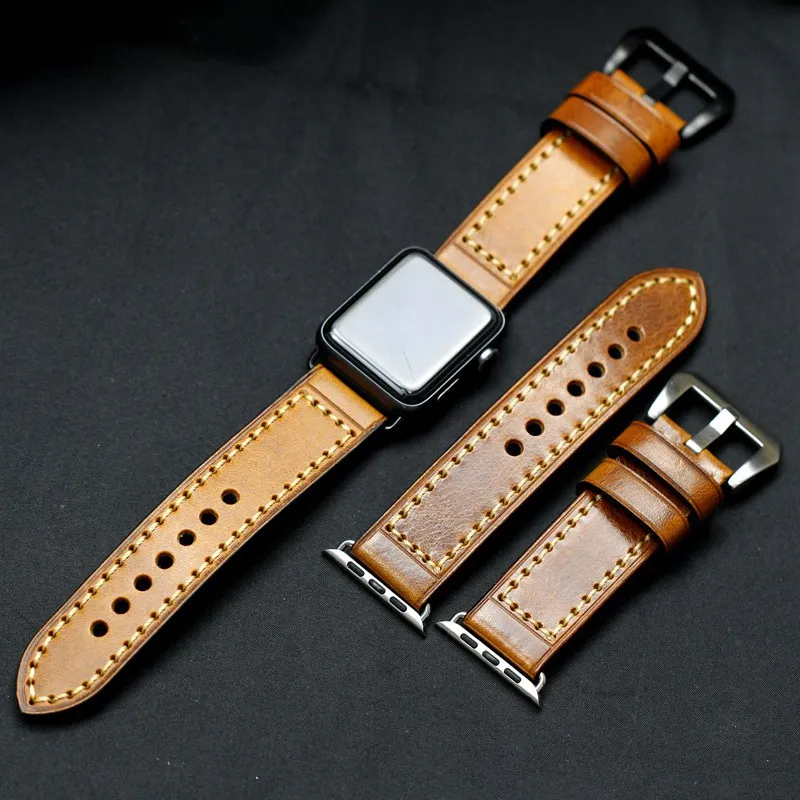 Кожаный ремешок высокого качества для Apple watch band 44 мм 40 42 38 correa iwatch 4 5 3 ручной