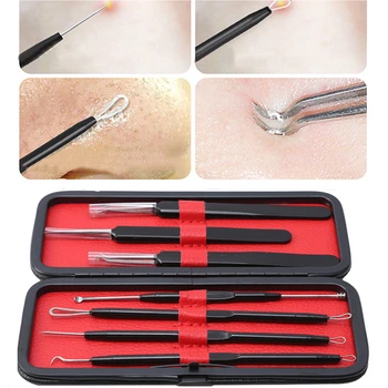 

7 PCS/set Acne Tweezer Comedo Machine Set Removal Pimple Needle Stainless Steel Black Head Extractor Comedone Tool Practical