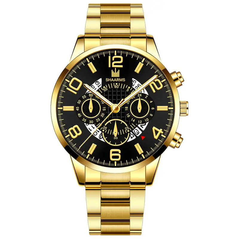 Reloj Hombre модные роскошные золотые часы из нержавеющей стали аналоговые кварцевые наручные часы мужские деловые часы мужские часы