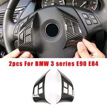 

Carbon Fiber Style Steering Wheel Button Frame Sticker For BMW 3-series E90 E84