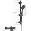 Rozin Matte Black Thermostatic Shower Faucet Wall Mounted Temperature adjustable Bathtub Mixer Tap With Handheld Bathroom Shower 6