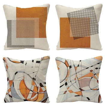 

Modern Minimalist Orange Geometry Abstract Flax Pillow Covers Hot Selling Home Cushions Cushions