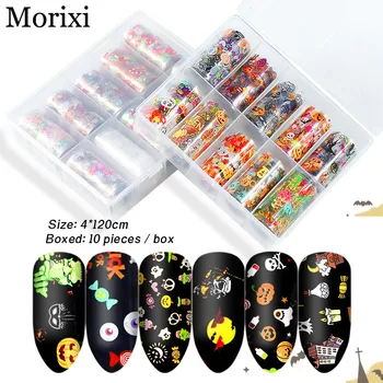 

10pcs/set Nail art sticker starry sky style 4*120cm hot transfer nail foil for christmas Halloween party nail art decals MZ181