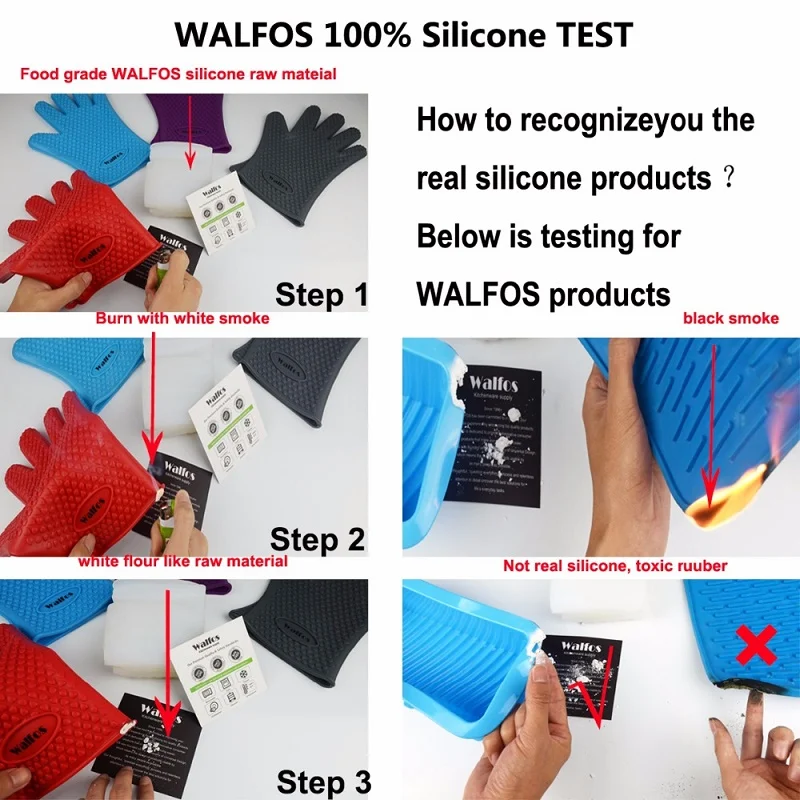 Walfos Silicone Oven Kitchen Glove Heat Resistant Thick Cooking BBQ Grill Glove Oven Mitts Kitchen Gadgets Accessories