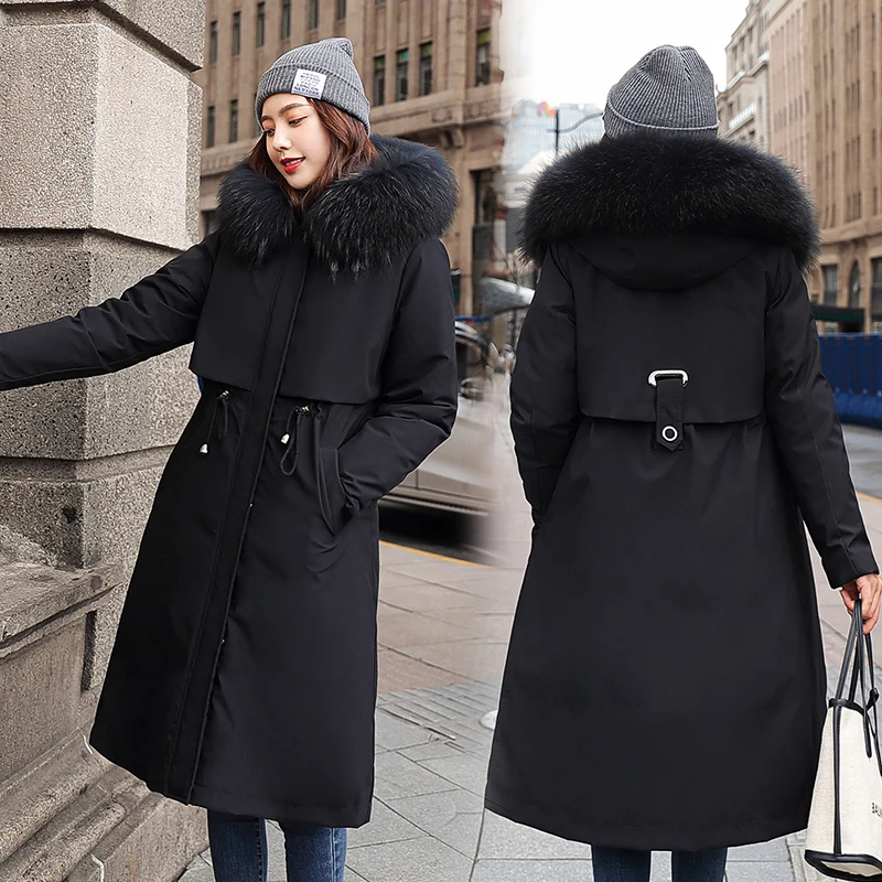 

New Women's Winter Jacket 2020 Woman Parkas Autumn Long Warm Cotton Fur Collar Coat Section Oversize Thick Jackets Padded Female