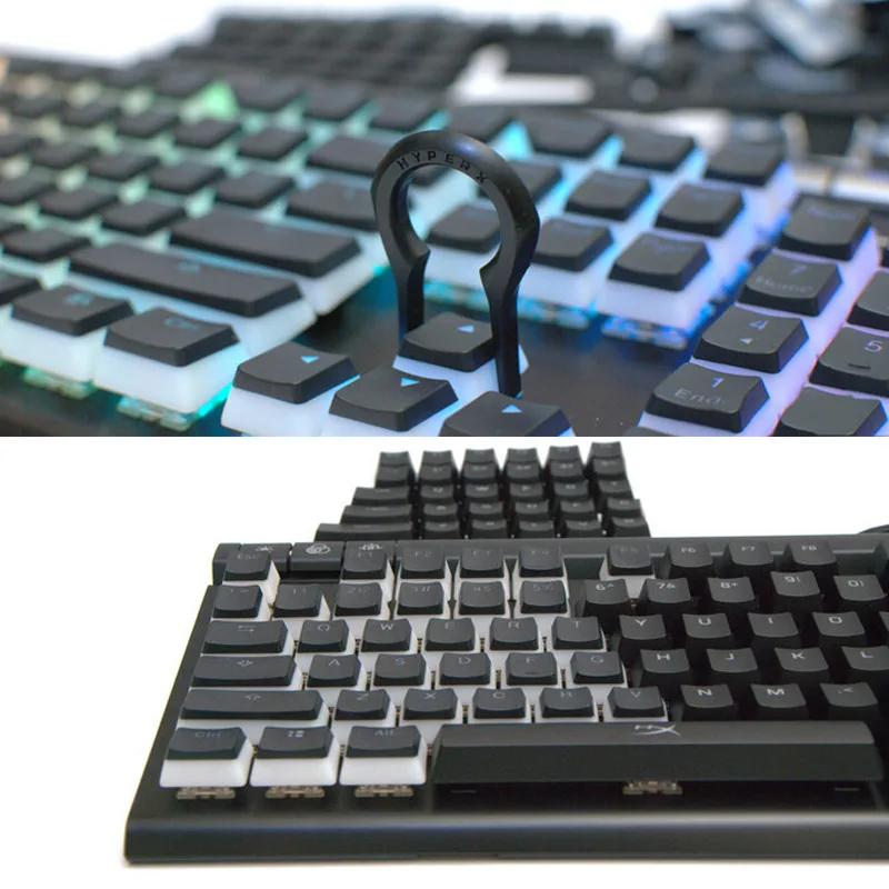 Kingston HyperX двойные клавишные колпачки pbt HXS-KBKC4 полный 104 США Черный Топ прозрачный халат механические клавиши клавиатуры набор