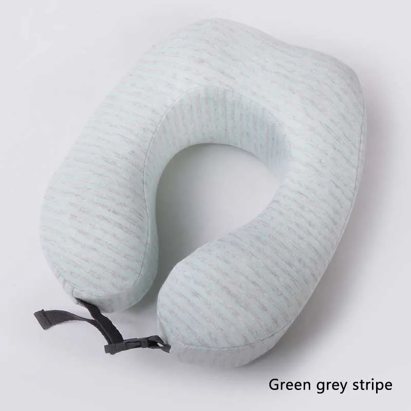 green grey stripe U-образная подушка для поддержки шеи с эффектом памяти, подушка для путешествий, самолет, подголовник для сна, офисные подушки для отдыха - Цвет: green grey stripe