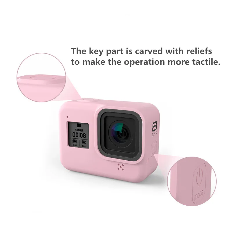 Мягкий силиконовый чехол, защитный чехол с ремешком для Gopro Hero 8, черный, аксессуары для спортивной экшн-камеры, 4 цвета