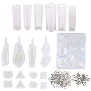 

Casting Molds Silicone Molds 19pcs Jewelry Making and Tool Set for Pendant Jewelry Earrings Making with 100pcs Rings + 10pcs Pen