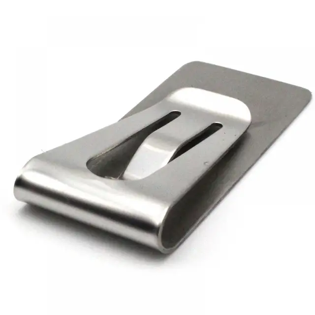 Slim stainless steel money clip for secure cash storage