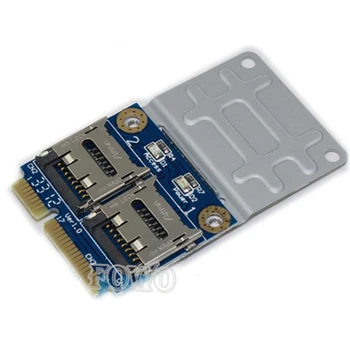 

For Laptop 2x Micro SD SDHC SDXC to Mini PCI express mini PCI-e Memory Card reader mPCIe to 2 mini-sdcards adapter