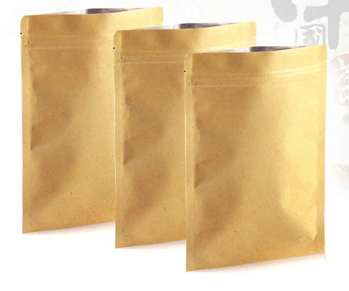 

1000pcs Zipper Brown Kraft Paper Bag Aluminum Foil Packaging Bag Coffee Tea Snack Food Storage Self Seal Zip lock bag Wholesale