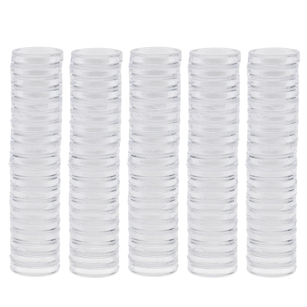 MagiDeal 100pcs/Lot Clear Round Plastic Coin Capsules Container Storage Holder Case 19mm/22mm/28mm/30mm/37mm/38mm MagiDeal 100pcs/Lot Clear Round Plastic Coin Capsules Container Storage Holder Case 19mm/22mm/28mm/30mm/37mm/38mm