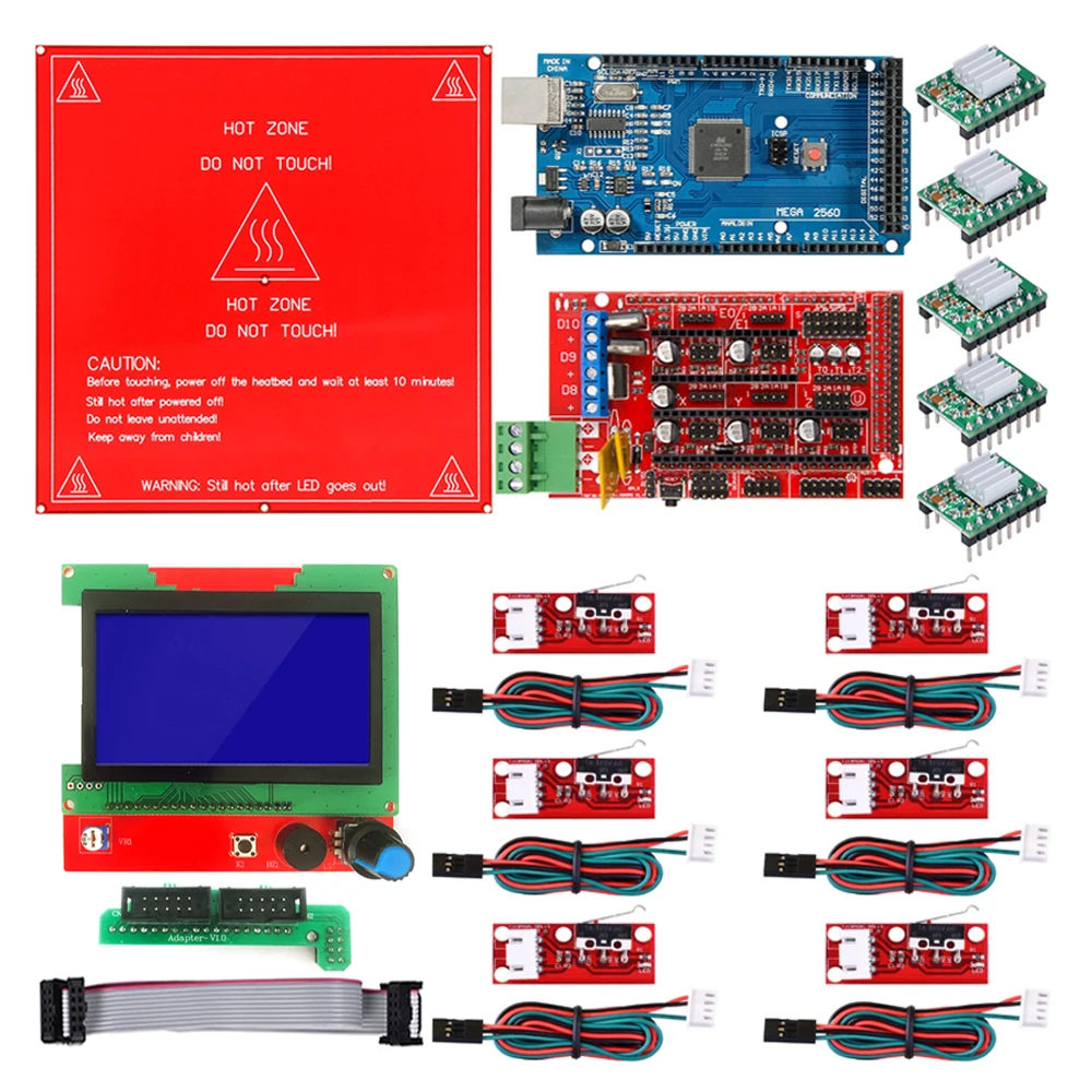 Reprap Ramps 1.4 Kit With Mega 2560 R3 + Heatbed Mk2b + 12864 Lcd