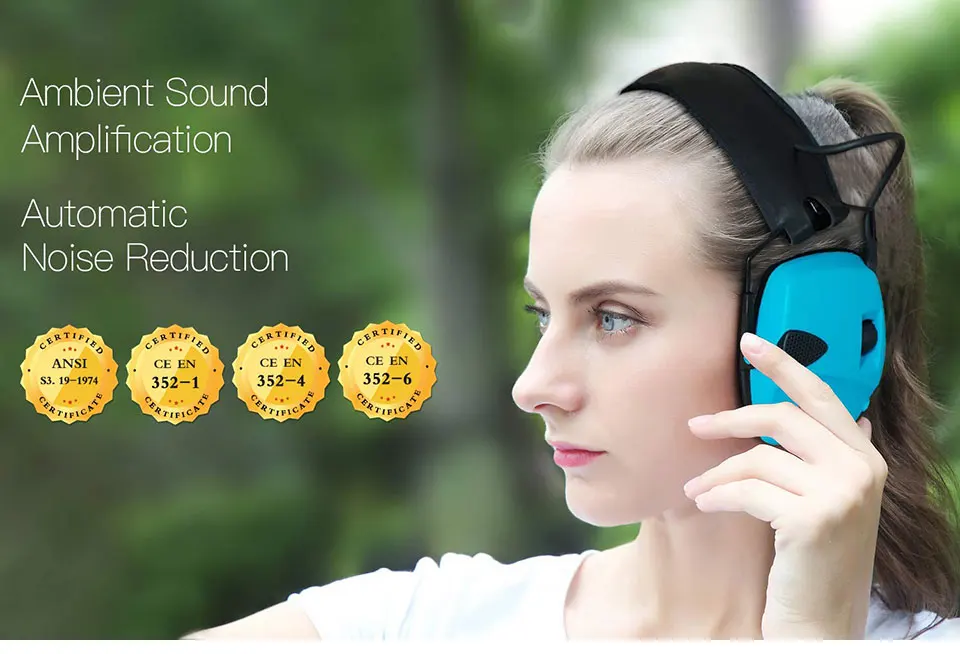 ZOHAN electronic hearing protection shooting Earmuffs Ear Protection Hunting protective Anti-noise headphone for women ear muff