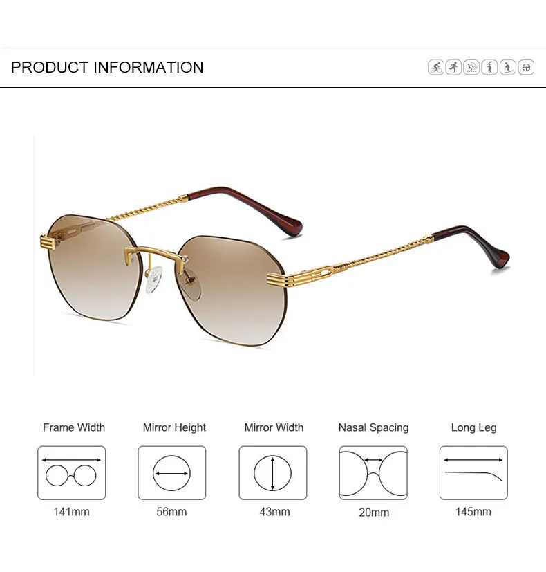 large sunglasses HBK Blue MIRROR Frameless Gold Metal Ladies Sunglasses Men Rimless Brown Sun Glasses For Women Fashion Shades Cutting Eyeglass fashion sunglasses