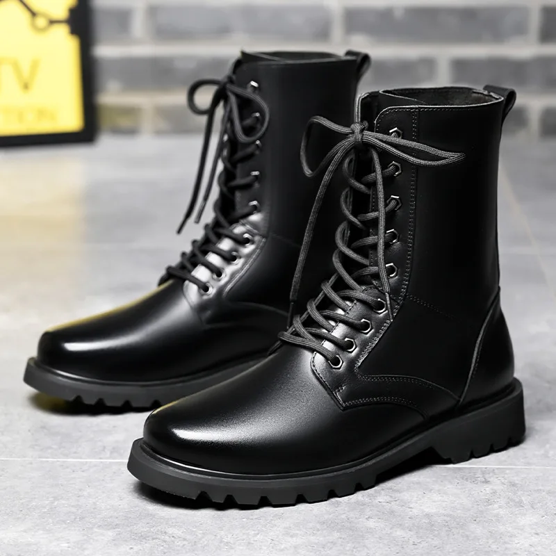 

men fashion party nightclub motorcycle boots genuine leather shoes cowboy handsome autumn winter boot high top botas masculinas