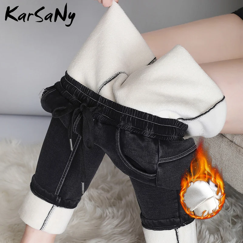 Plus Size Winter Jeans Women High Waist 