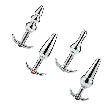 4 Style Metal Anal Plug Outdoor Wear Butt Plug Sex Toys with Crystal Jewelry Insert Anal All Day Suitable for Women and Men 6