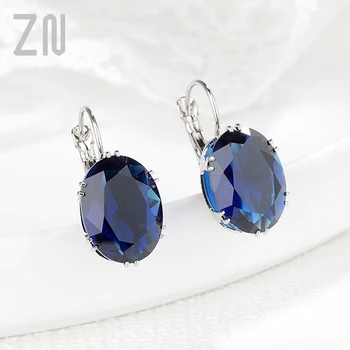 

ZN New Water Drop Stud Earring Fashion Jewelry Hot Sale Oval Crystal Big Stone Rhombus Jewelry Gifts