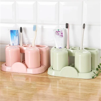 

Toothbrush Holder Couple Double Cup Wash Toothbrush Holder Seat Holders + 2 cups Portacepillos de dientes Pareja Doble Copa BDF