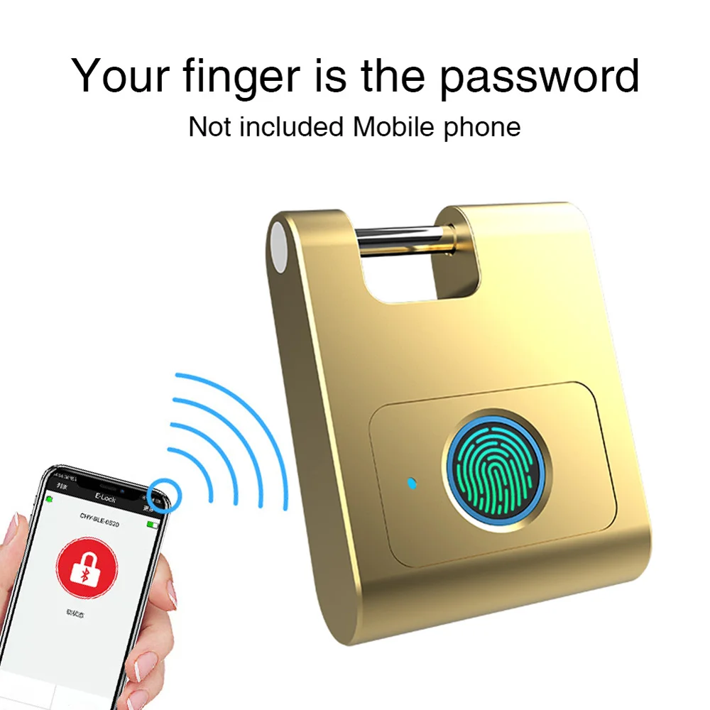 

Smart Fingerprint Lock Zinc Alloy Security USB Rechargeable Home Door Padlock 72*64 Sensor Fingerprint Lock