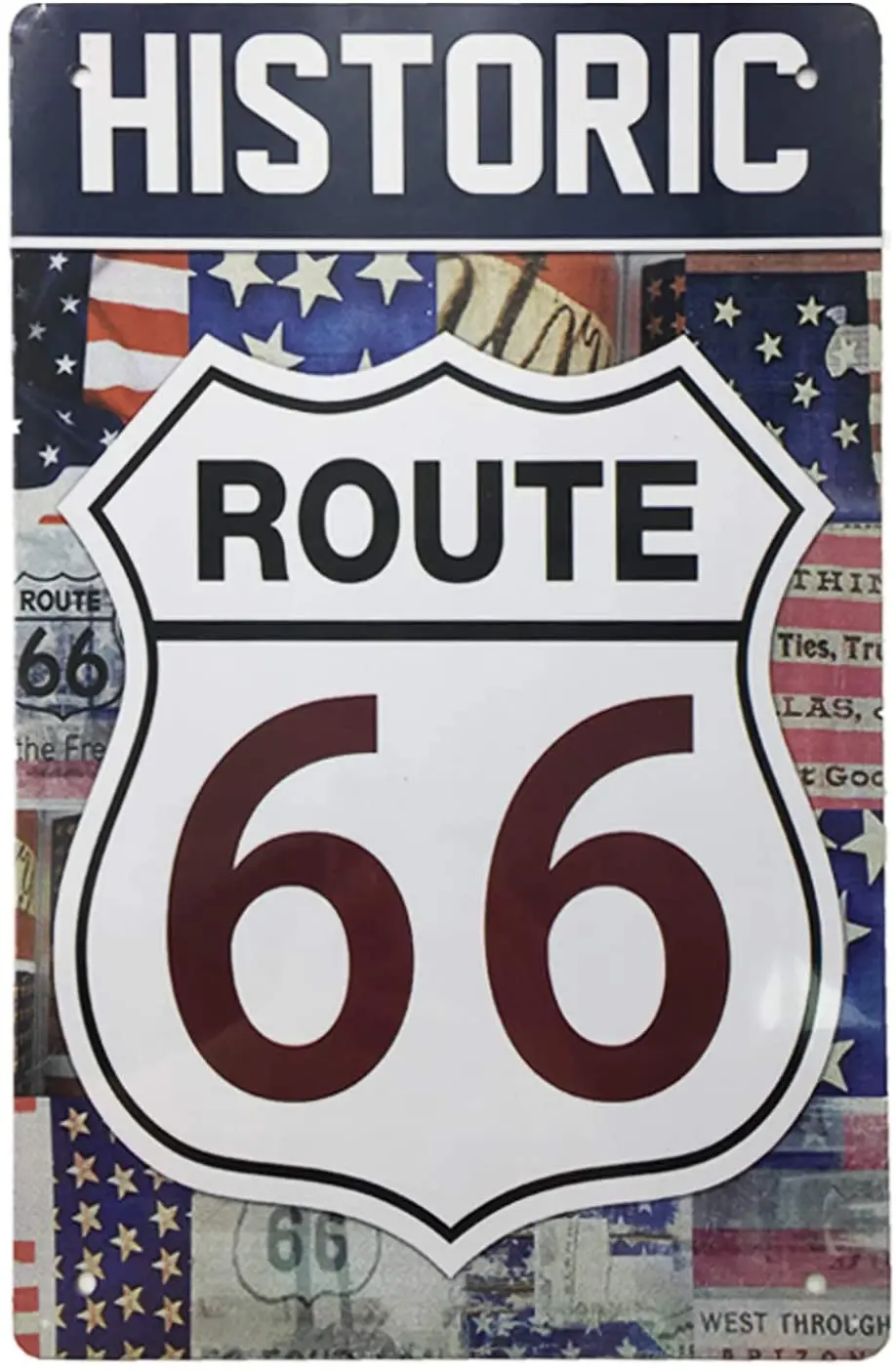 

AIQIBAO Metal Vintage Tin Sign Decor Historic Route 66 for Movie House Bar Pub Funny Retro Wall Art Sign 12" X 8"