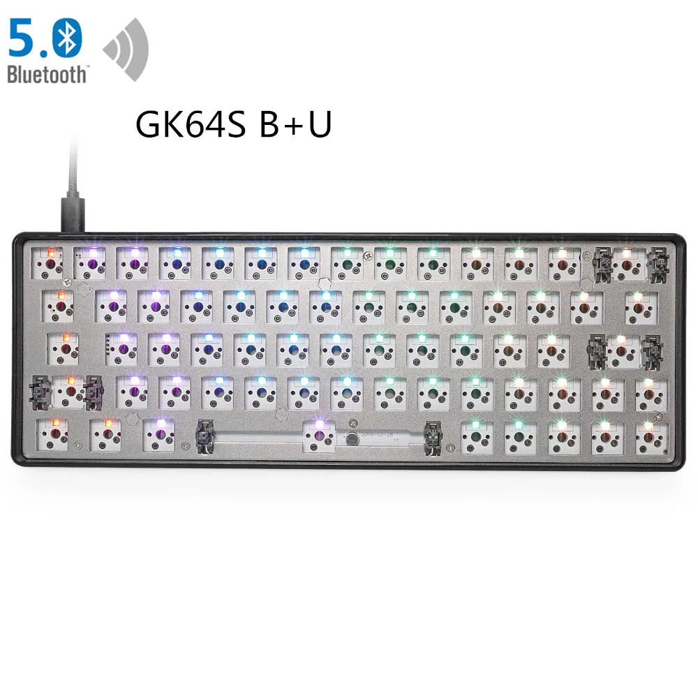 Online GK64 S Kit de teclado GK64 GK64S caja de madera CNC placa PCB con cable Bluetooth 2 vendidos