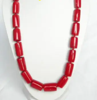 

Free shipping natural 20" 20mm column red coral necklace