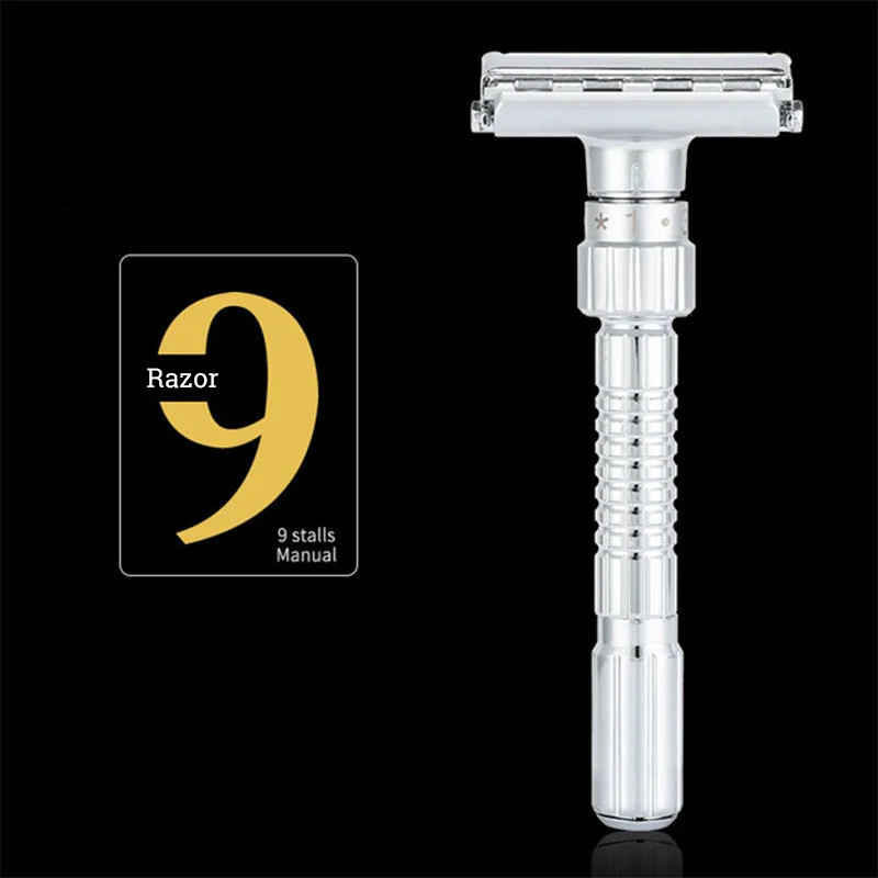 

HAWARD Double Edge Safety Razor Adjustable Butterfly Classic Manual Shaver For Men 1-9 Aggression Degree 10 Shaving Blade
