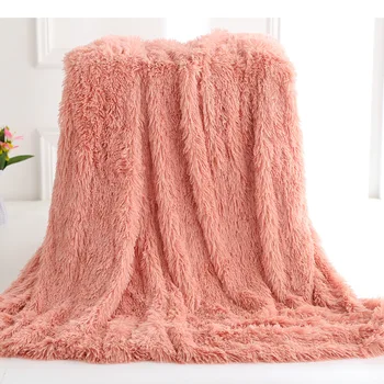 

Winter Long Plush Colorful Fuzzy Blanket Warm Super Soft Shaggy Throw Blanket Office Sofa Bed Nap Bed Cover Bedspread For Gifts