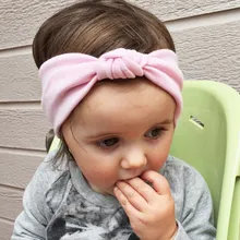 Детская лента для волос с узлом; вязаная эластичная хлопковая повязка на голову в европейском и американском стиле; детская лента для волос; Детская повязка на голову